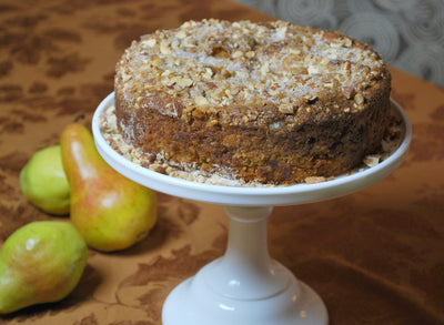 Spiced Pear Cake with Almond-Ginger Streusel