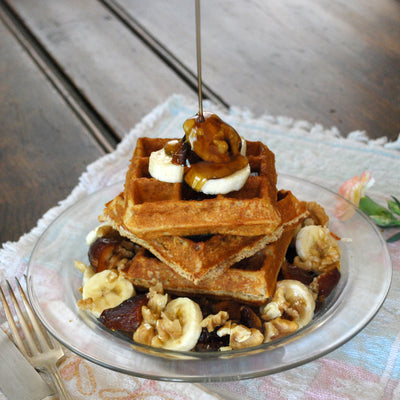 Banana Date Nut Waffles