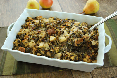 Bread and Wild Rice Stuffing with Pears and Walnuts