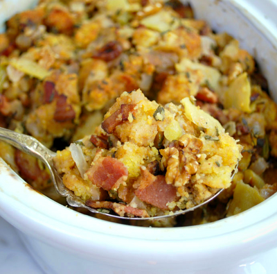 Cornbread Stuffing with Apples, Bacon and Pecan