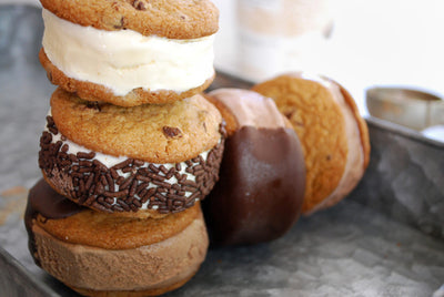 Crispy Chocolate Chunk Cookie Ice Cream Sandwiches