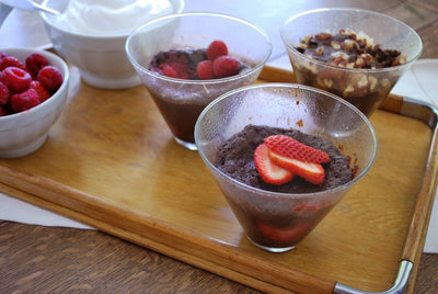 Raspberry or Strawberry Brownies in a Cup
