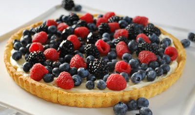 Sweet Cornbread Tart Topped with Fruit