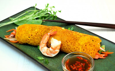 Turmeric Coconut Crepes with Saigon Shrimp