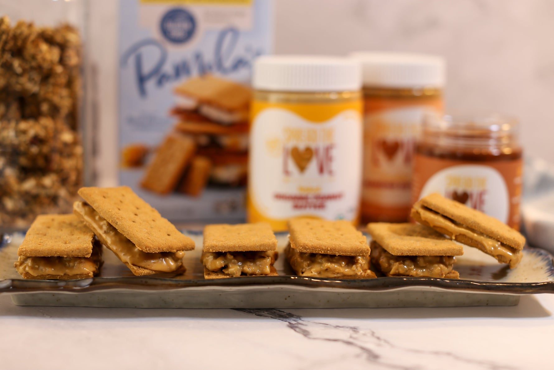 Image of the Honey Graham Peanut Butter Granola Sandwich Recipe