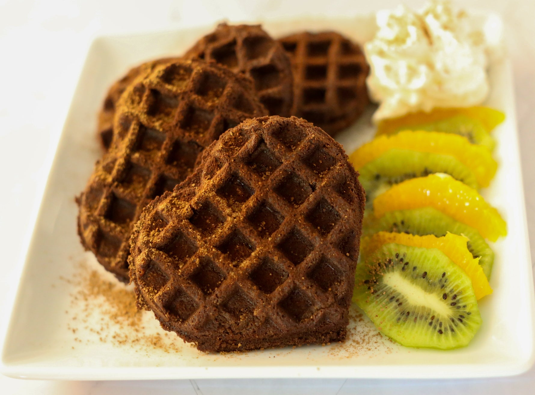 Image of the Mini Brownie Heart Waffles Recipe