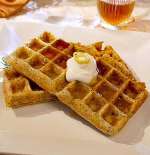 Image of the Lemon Poppy Seed Belgian Waffles Recipe