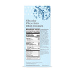 Box of Chunky Chocolate Chip Cookies with nutrition facts label on a white background
