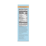 Nutrition facts label for cinnamon-flavored product on a white background