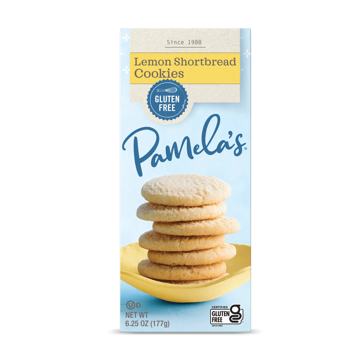 Box of Pamela's Lemon Shortbread Cookies on a white background