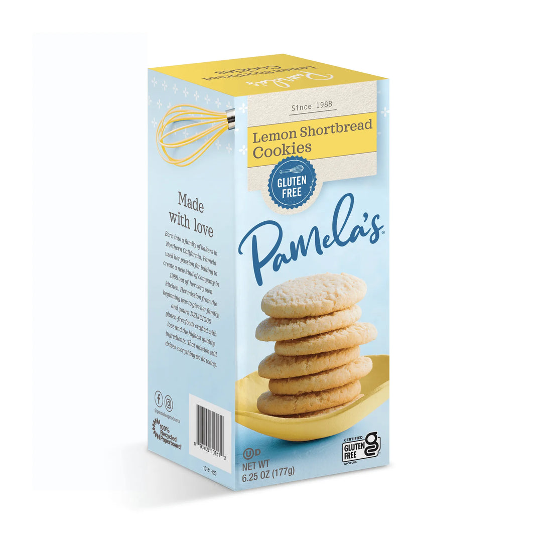 Box of Pamela's Lemon Shortbread Cookies on a white background