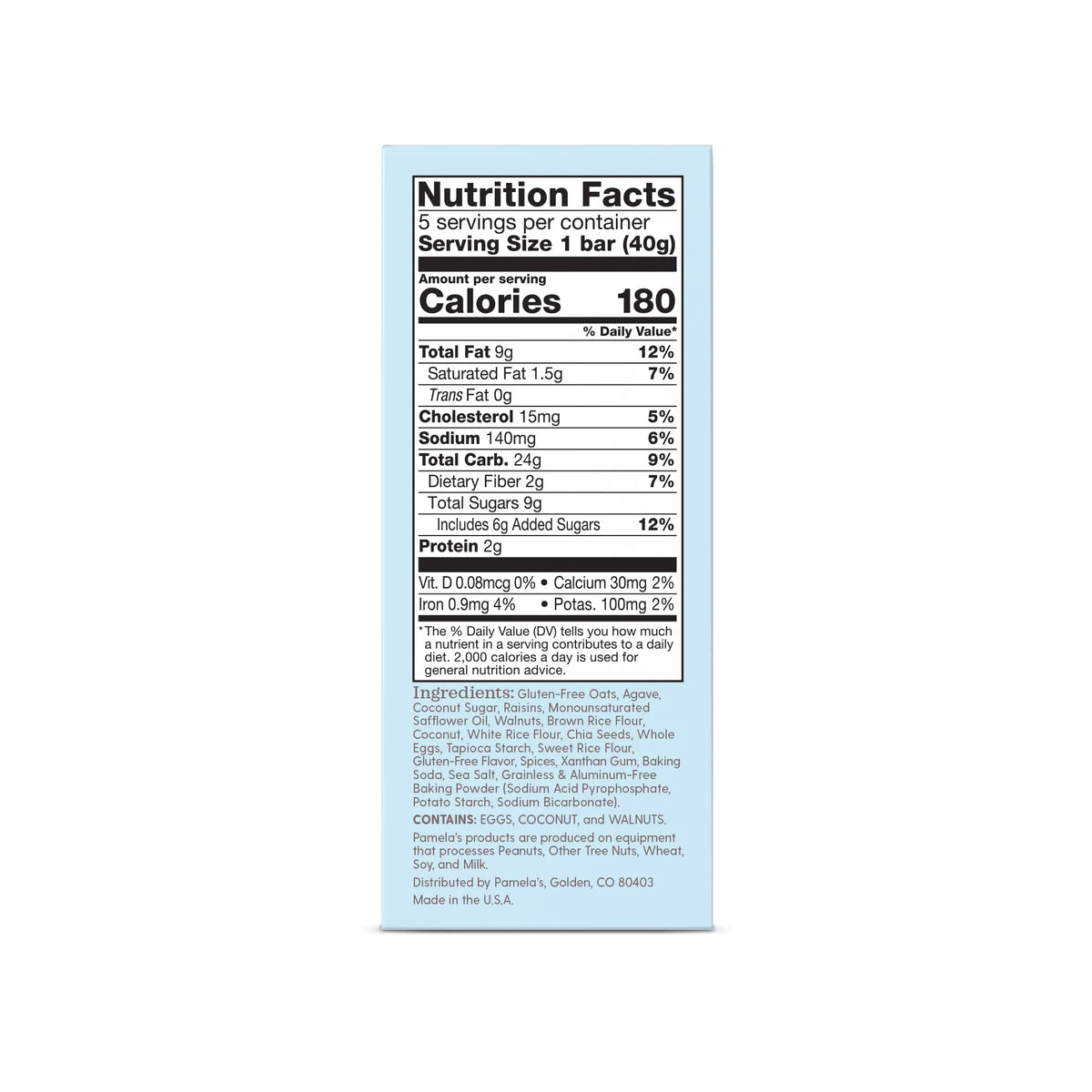 Nutrition facts label on a white background