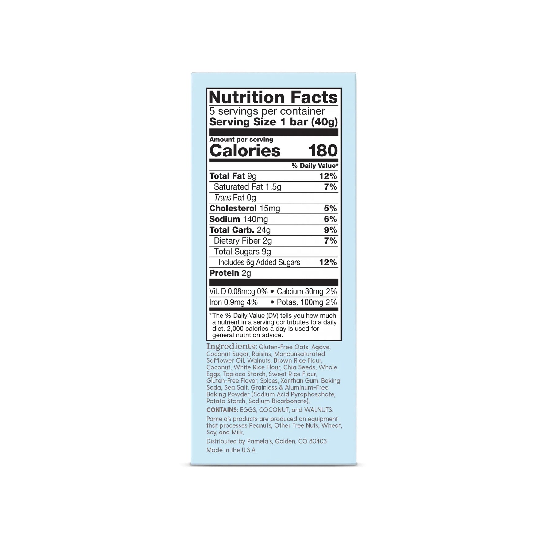Nutrition facts label on a white background