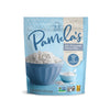 Pamela's All-Purpose Flour Mix packaging with a blue bowl of flour on a white background